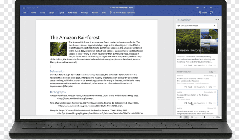 computadora con microsoft word en pantalla